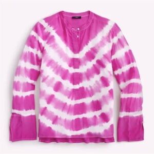 J.Crew Tie-Dyed Silk Tunic-AJ427-Bright Pink- Size Medium